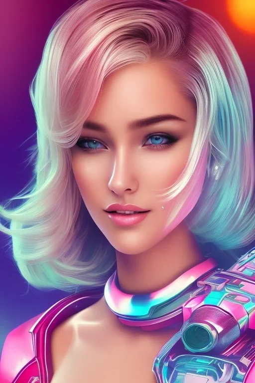 sexy, beautiful,smiling, young blond woman, detailed gorgeous face, vaporwave aesthetic, synthwave, colorful, psychedelic, artstation, concept art, smooth, extremely sharp detail, finely tuned detail, ultra high definition, 8 k, unreal engine 5, ultra sharp focus, illustration, art by artgerm, Kagura Water Lily, ToshiaSan