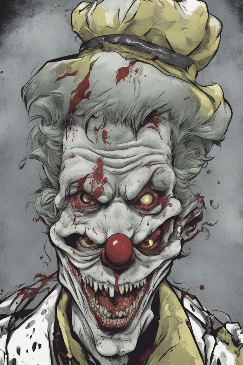 A zombie clown in manga style