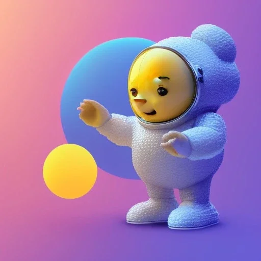 Tiny cute isometric modell of voxel teletubbie, soft smooth lighting, with soft colors, 100mm lens, 3d blender render, trending on polycount, modular constructivism, blue background, physically based rendering, centered well within frame.