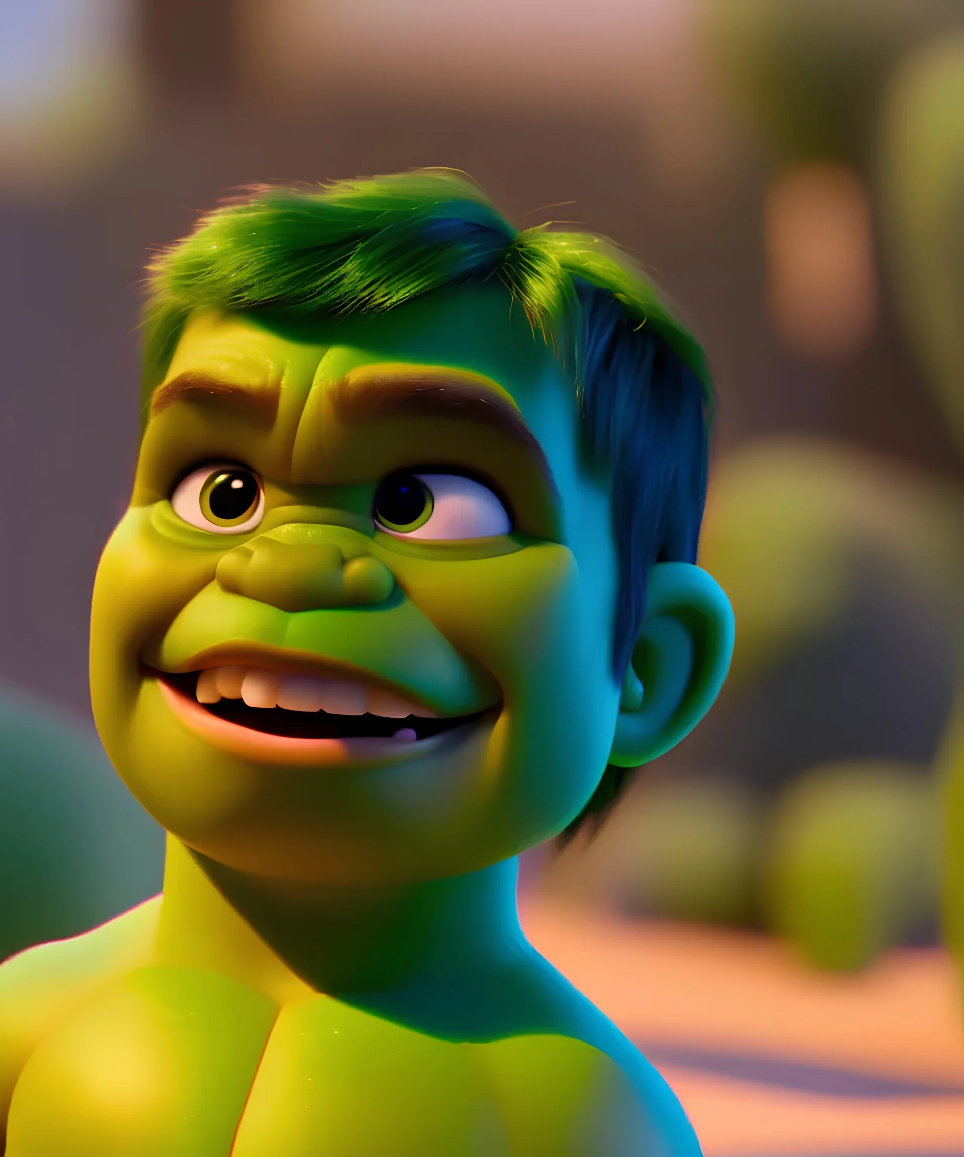 Baby hulk, full body, bokeh