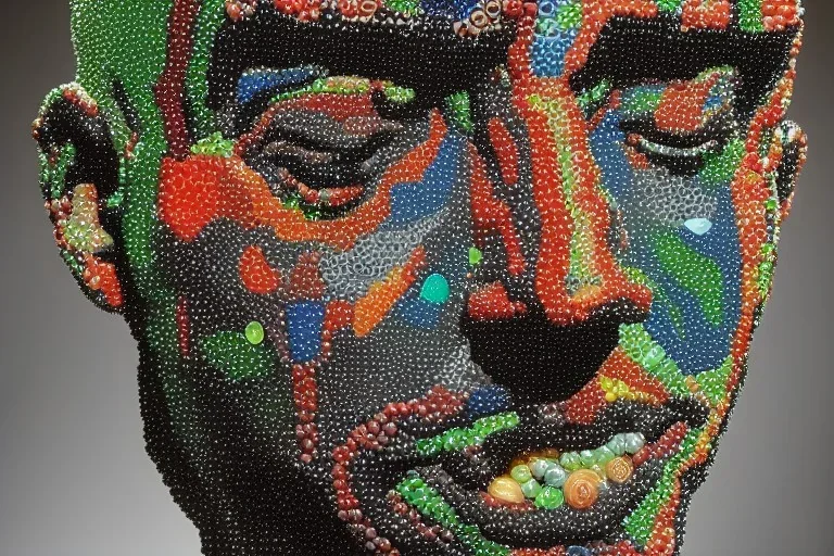 Human face made out of marbles by borglum