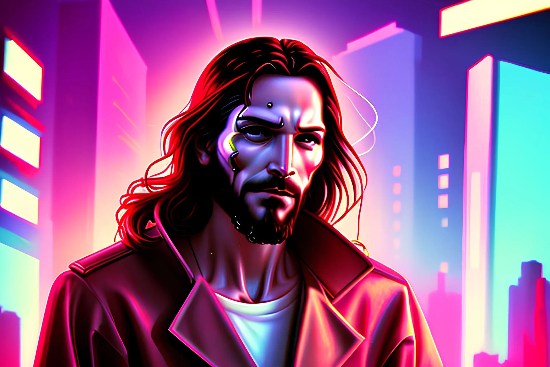 high quality cyberpunk retrowave Jesus Christ