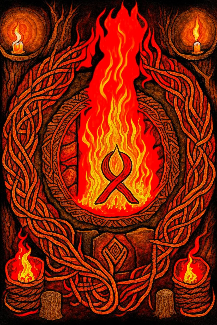 European pagan rune art with fire