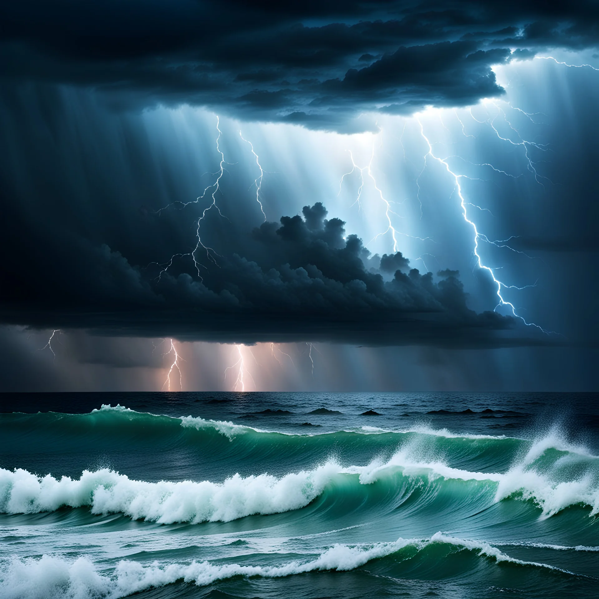 hail, storm, lightnings, water or sea, raging elements, gothic, darkness