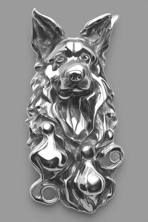 Silver Brooch in the shape of a dog Deberman white background