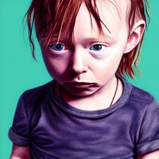 Thom Yorke toddler, full body, hyper realistic