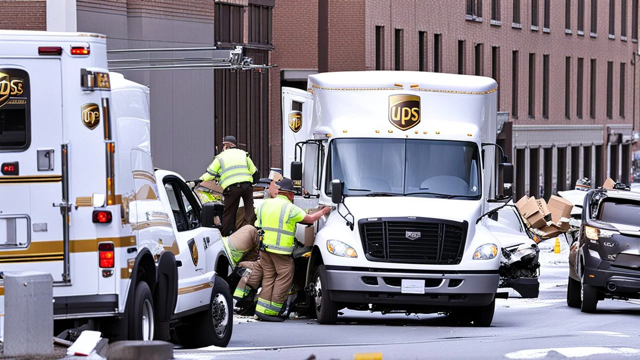 UPS truck gets in major accident on busy city street