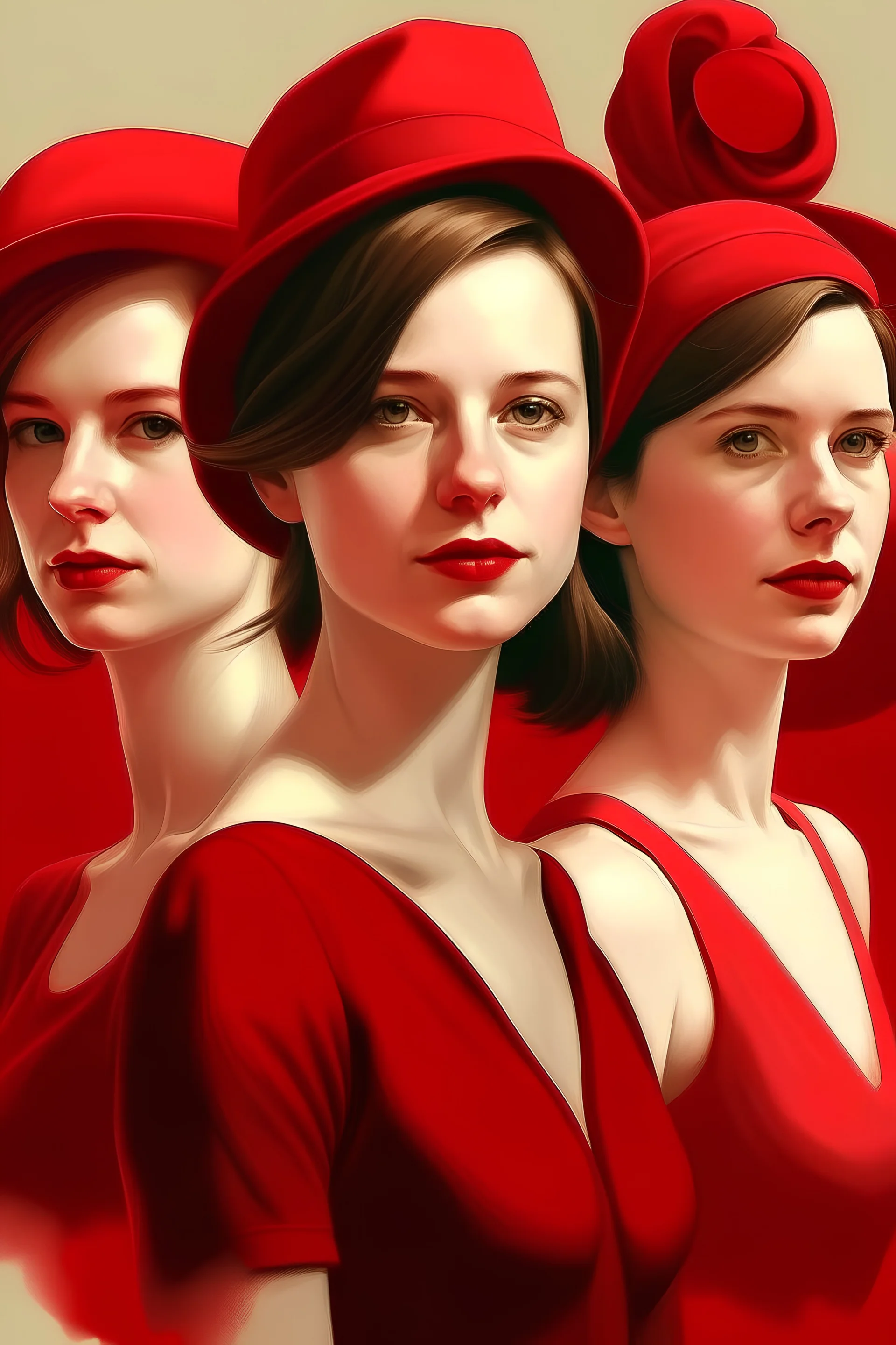 Women in red, realistic