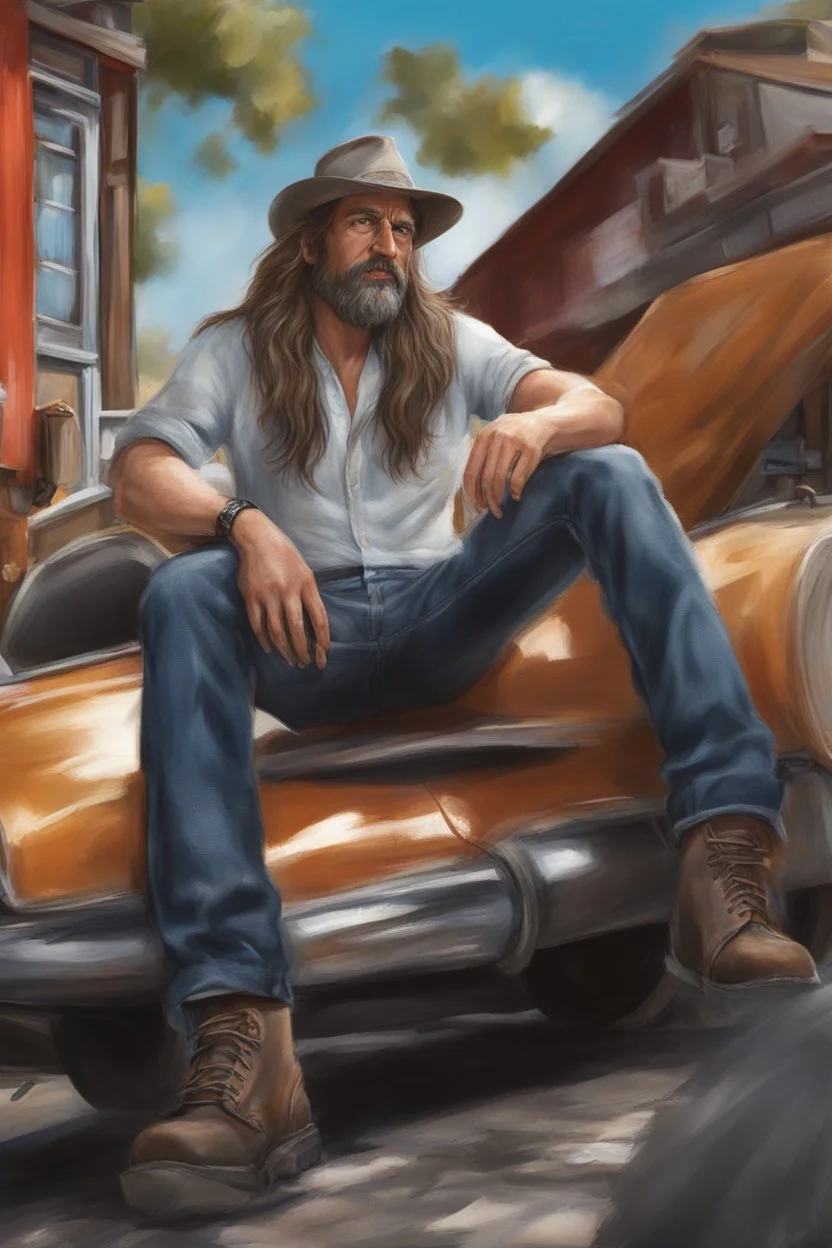 "hyper-kentucky hill billy trash style, ultra detailed photorealistic A longhair middle aged Big feet Willy, final render"