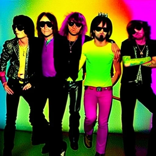 photo, the coolest rock n roll band ever, bright colors, neon lights, party with me