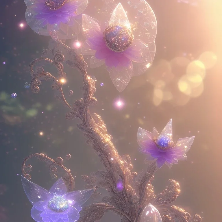 one big crystal subtle flower in a galactic ambiance with a beautiful fairy, transparent petals, delicate colors, in the foreground, full of details, smooth，soft light atmosphere, light effect，vaporwave colorful, concept art, smooth, extremely sharp detail, finely tuned detail, ultra high definition, 8 k, unreal engine 5, ultra sharp focus