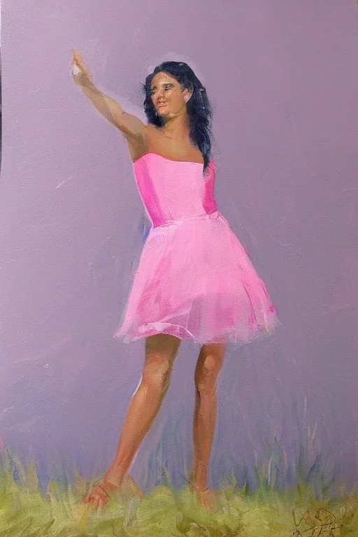 Full body portrait, painting, medium shot lady style of Pretty in Pink