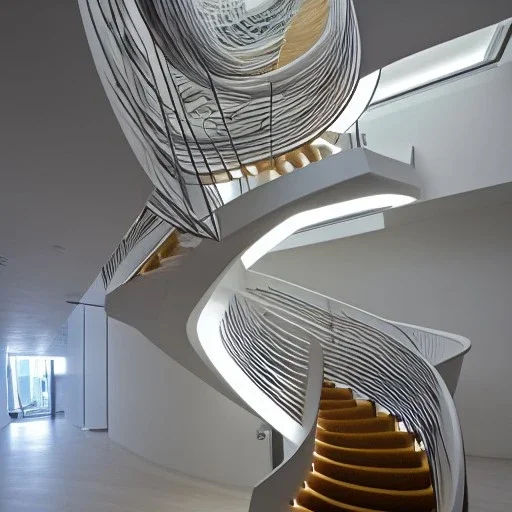 10 Grenelle, biomorphic structure , staircase , morphed with electronic wiring and mixed with lights , bioluminescence, centrepiece,France, interior design, Les Echos, Le Parisien, LVMH, media division, minimalist, office environment, parametric sculpture, Paris, refined details, staircase , cosmic background, masterpiece of Ora Ito