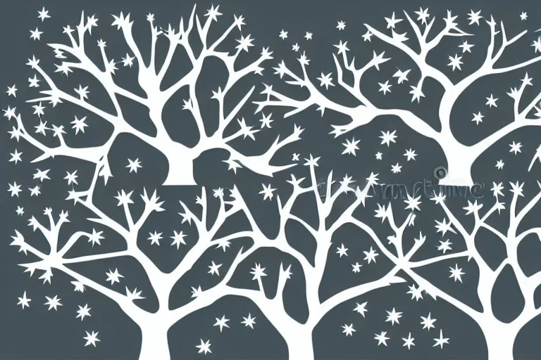 Vector tree illustration white background die cut