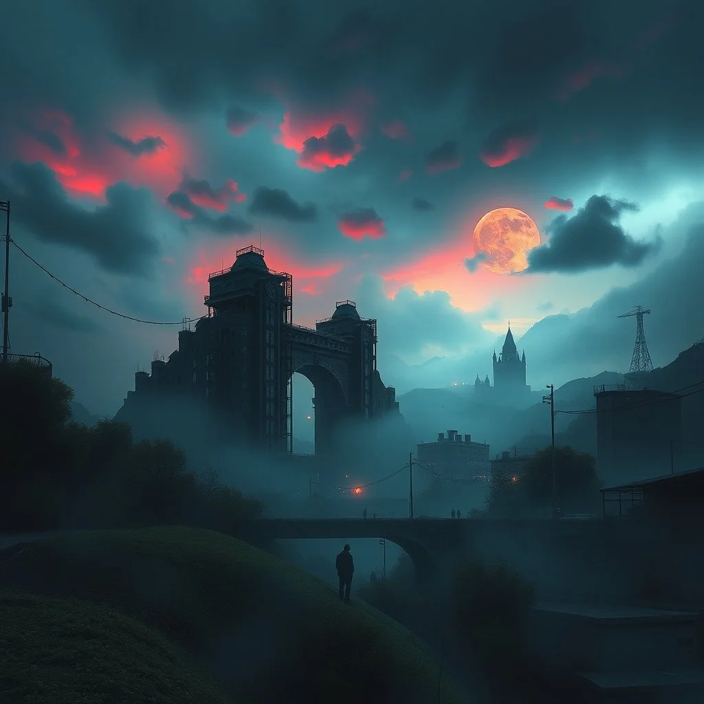 Dreamscape, landscape colours odd creepy obsessive paranoid, urban