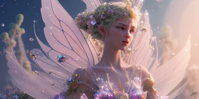 crystal subtle flower in a galactic ambiance beautiful fairy, transparent, delicate colors, in the foreground, full of details, smooth，soft light atmosphere, light effect，vaporwave colorful, concept art, smooth, extremely sharp detail, finely tuned detail, ultra high definition, 8 k, unreal engine 5, ultra sharp focus