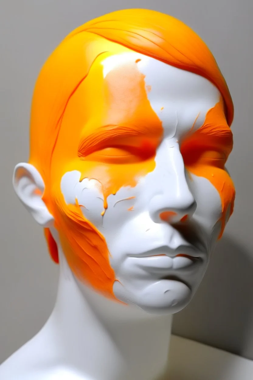 White rubber face with rubber effect in all face with orange rubber effect hair