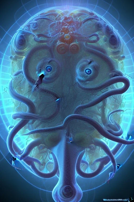 Spiritual being with Tentacles wrapping around brain cells