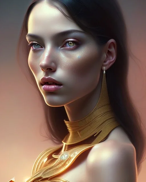 porno actress, beautiful, black hair, straight hair، black eyes, head and shoulders portrait, cinematic, 8k, resolution concept art portrait by Greg Rutkowski, Artgerm, WLOP, Alphonse Mucha dynamic lighting hyperdetailed intricately detailed,diamond jewelry ,golden hour,snake goddess,jewelry