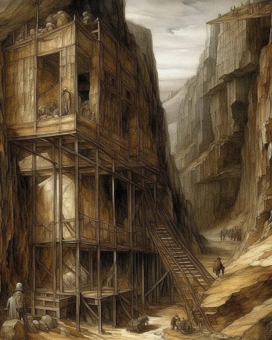 A brown deep canyon mine painted by Albrecht Durer