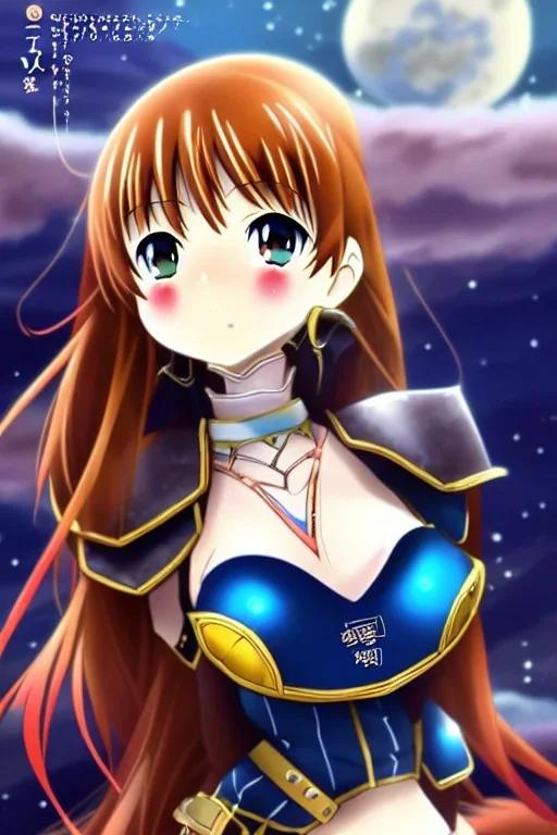 In the style of Kodomo Anime, concept illustration, super-detailed, beautiful teen female who is 16 years old with long ginger hair and freckles, full lips, full body, full face, b-cup breasts, athletic, centred camera, ignore NSFW, skimpy brown fantasy leather armor, halter top, micro thong, knee-high leather boots, open leather skirt, stern expression, cute pose with hands behind butt