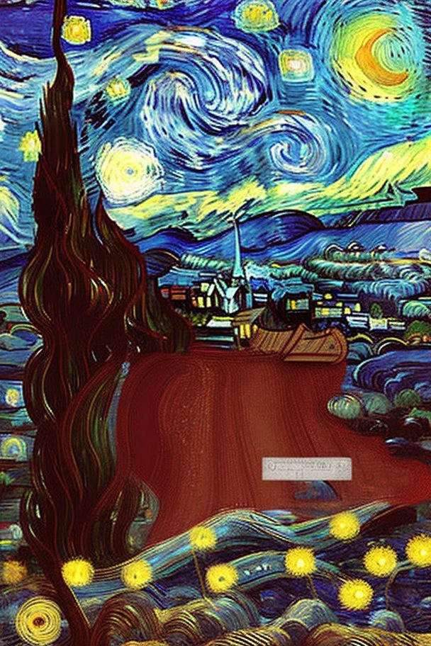 noite estrelada de vangogh em vermelho