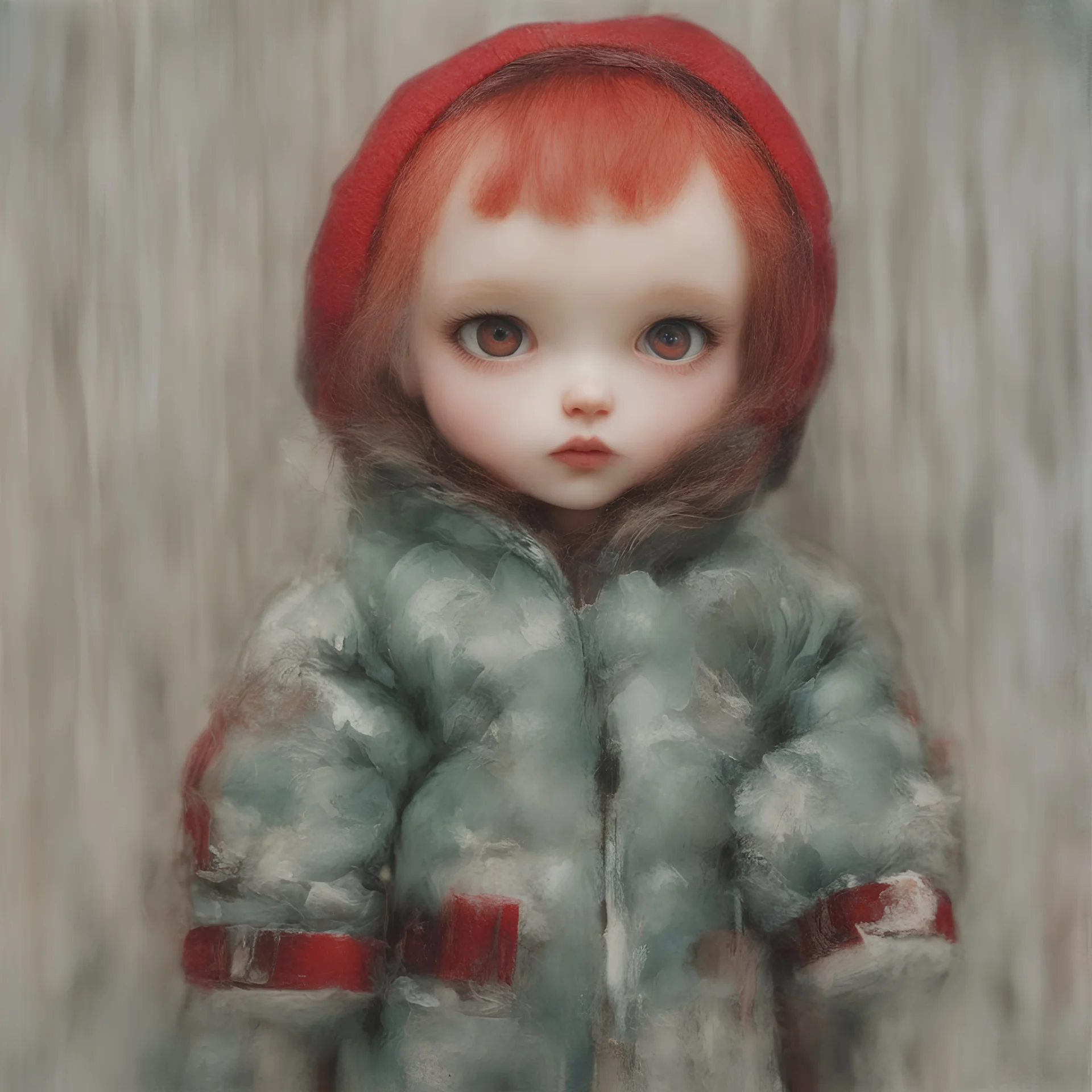 Blythe doll, red, autochrome, plastic puffy jacket