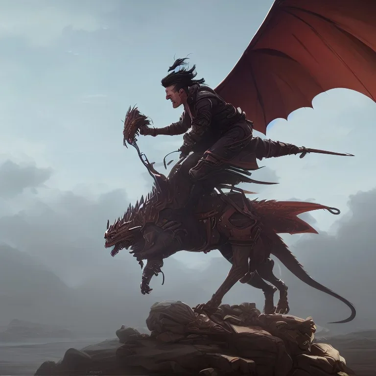 casey Neistat, riding a dragon, photorealistic, by seb McKinnon