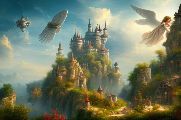 angels, heaven, medieval, fantasy, 8k quality