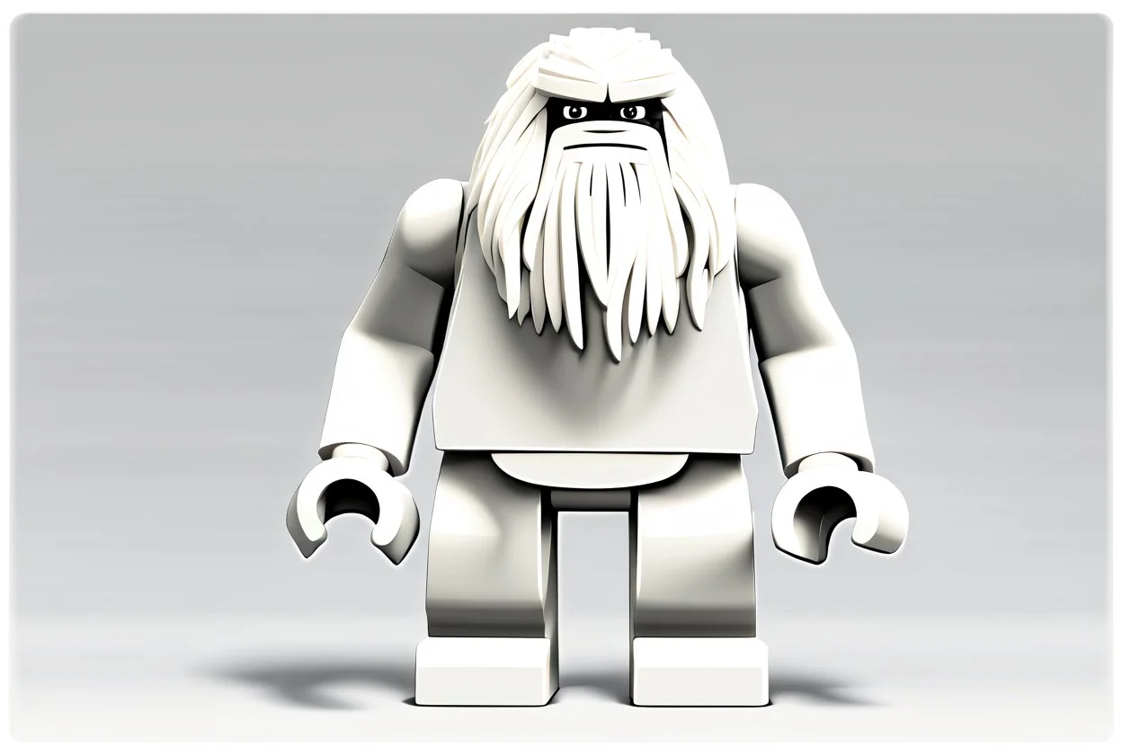 Yeti, Lego frontal view, centered image, minifigure, full body length character, a high-res digital design, simple iconic design, smooth edges, sharp lines, classic minifigure expression, neutral expression, customizable, avatar, profile picture