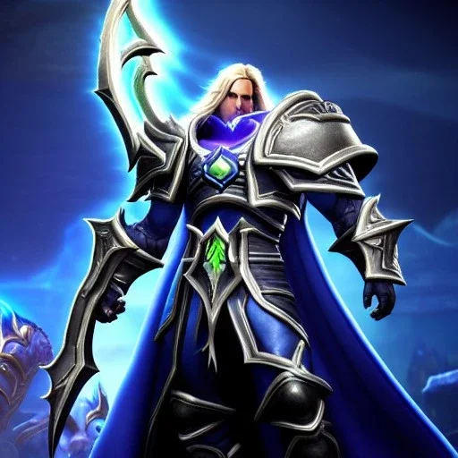 Ultra detailed fullbody Portrait in oil on canvas of heroes of the storm -Arthas,extremely detailed digital painting,ultrarealistic skin,intense stare, extremely detailed face, crystal clear eyes, mystical colors ,perfectly centered image, perfect composition, rim light, beautiful lighting,masterpiece ,8k, stunning scene, raytracing, anatomically correct, in the style of Ohrai Noriyoshi and robert e howard and Steve Jung and Wizyakuza and Simon Bisley and uncannyknack.