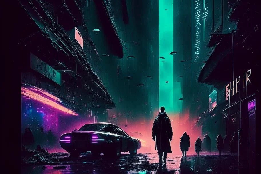 neo noir street, people, galaxy, sci-fi, epic, movie poster