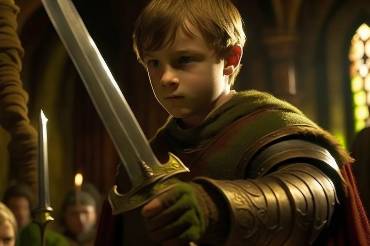 Arthur holding the sword