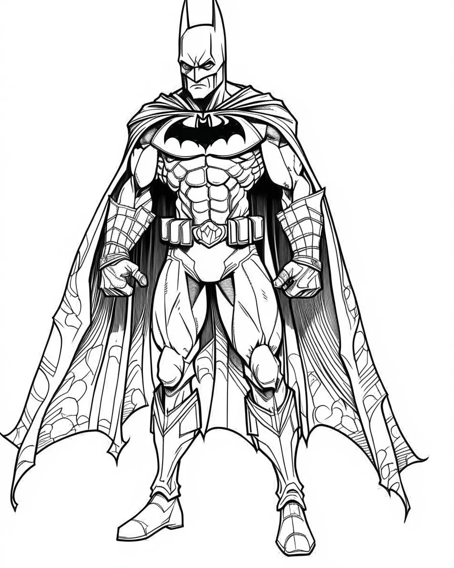 real massive batman, coloring page, full body (((((white background))))), only use an outline., real style, line art, white, clean line art, white background, Sketch style.