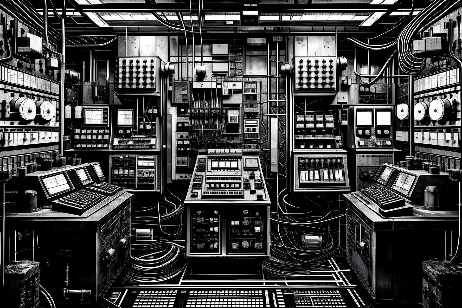 b&w photo. the power grid was secretly implemented for means of mass mental surveillance. pro photo real
