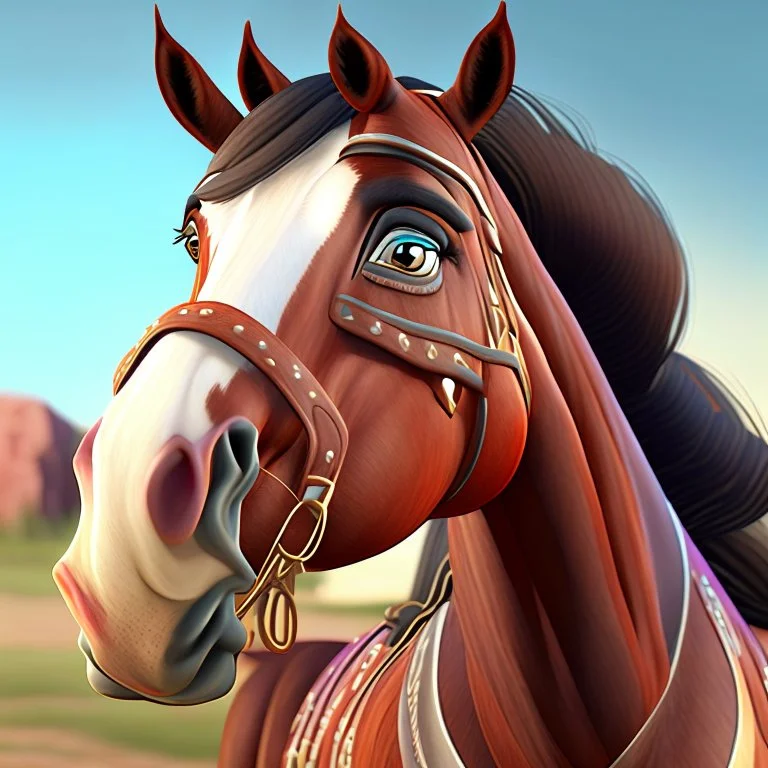 Cartoon of a full-bodied 4k horse