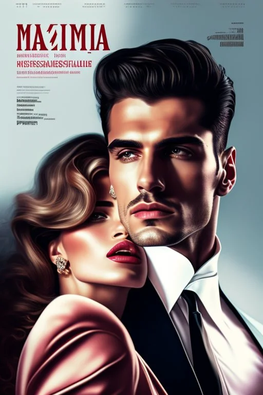 The cover features a stunning, hyper-realistic photograph with a sharp focus on the detailed attire of the mafia boss—a tailored suit exuding power and sophistication. Beside him stands the beautiful girl, her gradient lips and rosy cheeks captured in exquisite hyper-realism, their expressions evoking emotions of passion and depth. The white background accentuates the characters' striking appearances and the fine details of their outfits, creating an aesthetic contrast.