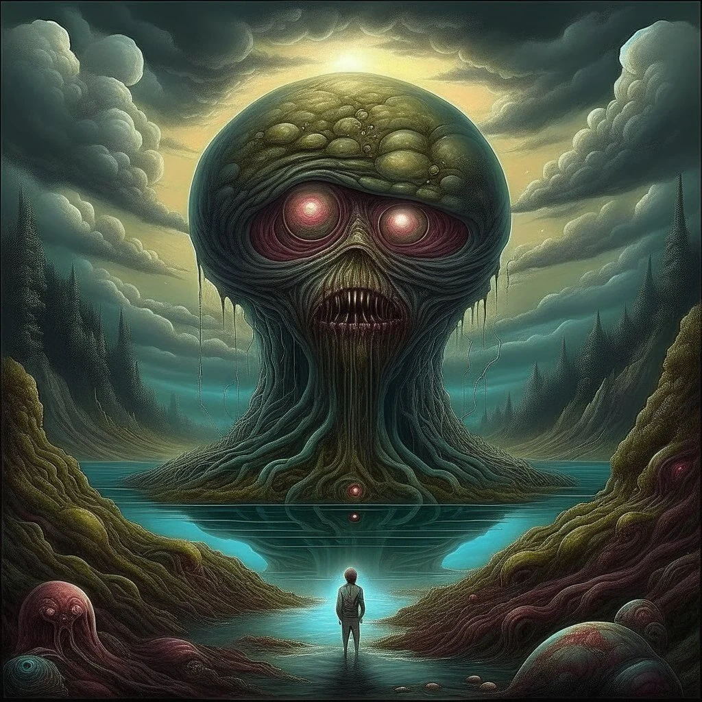 Surreal horror style by Pawel Kucyznski and John Kricfalusi, subconscious fear of being alone, sinister symbolic anthropomorphic midnight eulogies, weirdcore, unsettling, asymmetric abstractions, surreal masterpiece, creepy, never before seen art of beyond