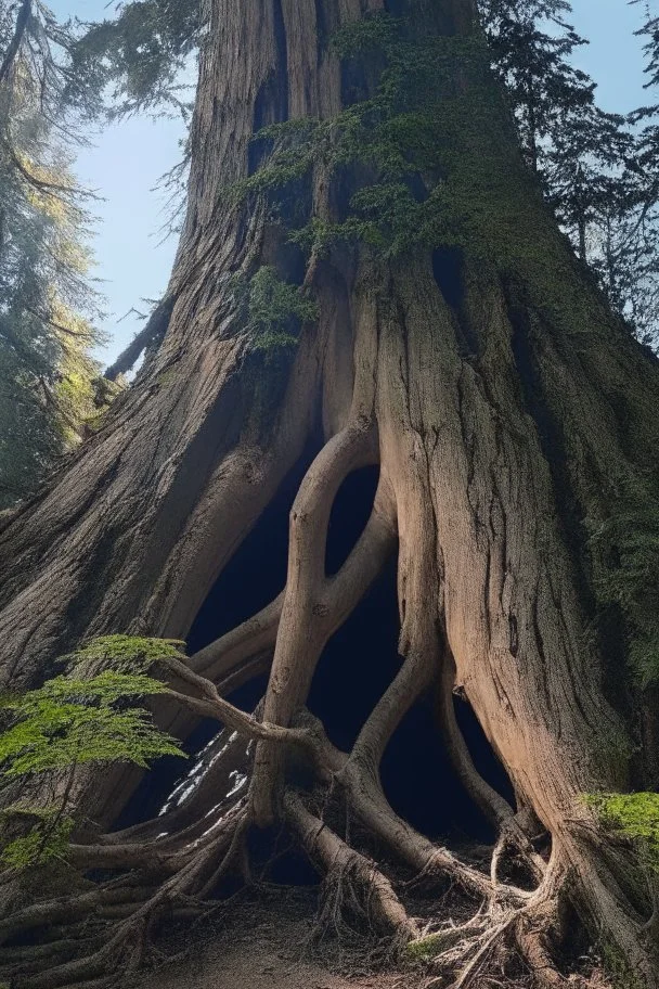 turn this tree trunk into a mountain coming out of the sea