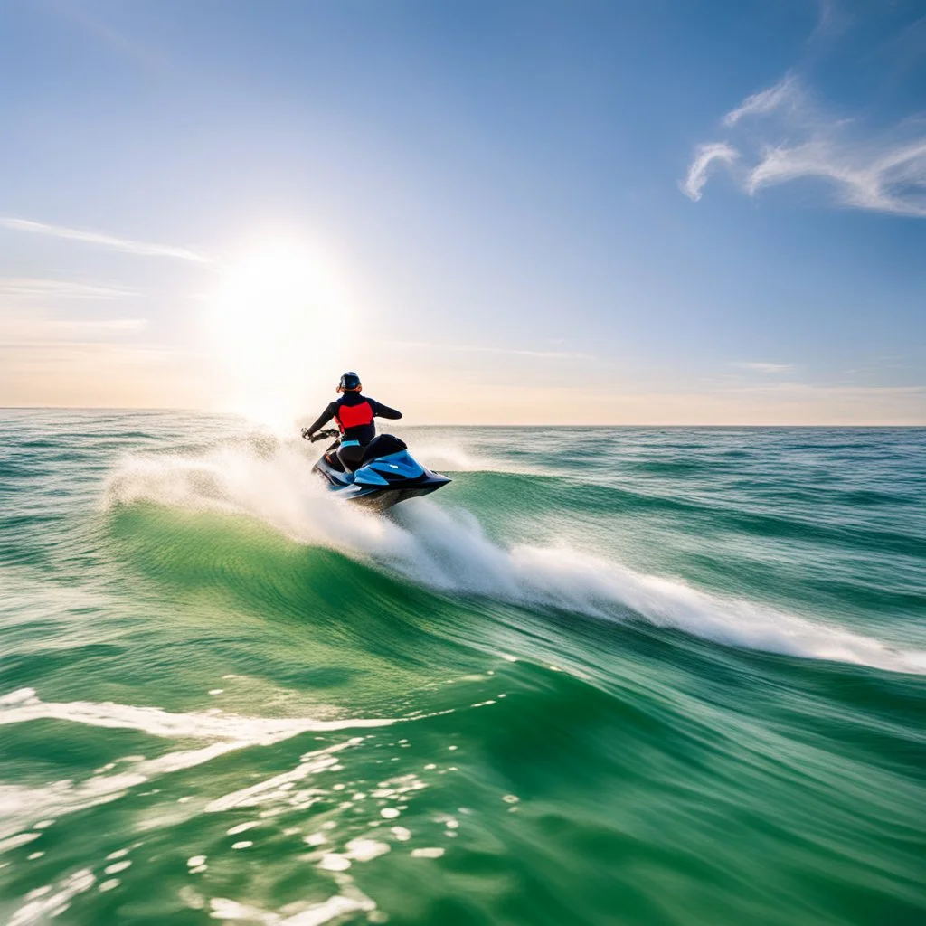 riding a jetski