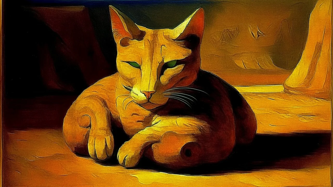 Portrait of a cat by Van Gogh