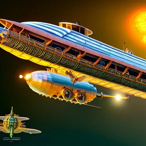 fullbody Drawing of 'sketch of Steampunk DragonFly Airship',intricate detail,andrea bonelli,Kilian Eng,Ohrai,evan lee,Aleksandr Sidelnikov,KyuYong Eom,three quarters frontal aerial view,toned colors,16k