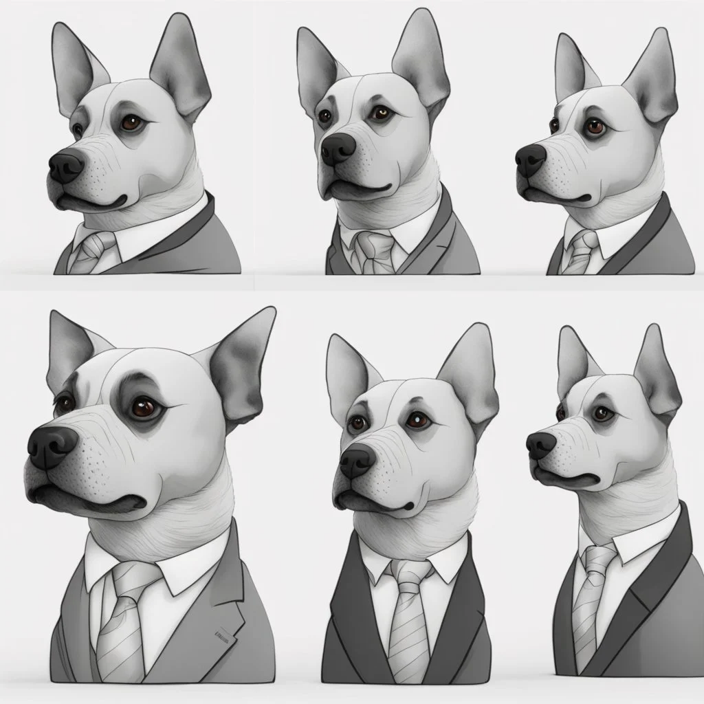 make one realistic business dog that is made of shapes and has a suit on looks a little like crystals with arms lowest 2048 x 1152 pixels og højst 6 MB
