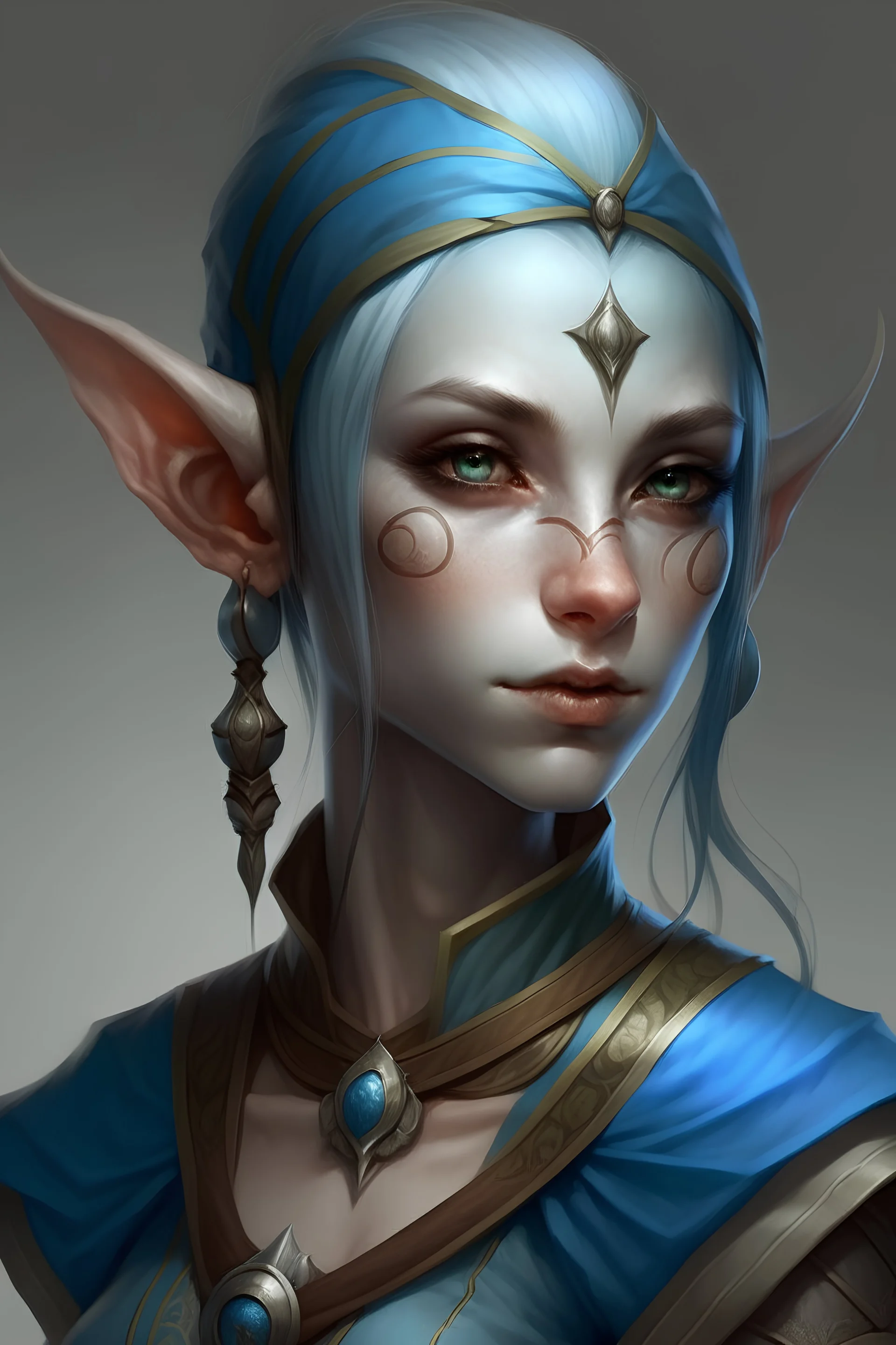 female half elf with blue skin