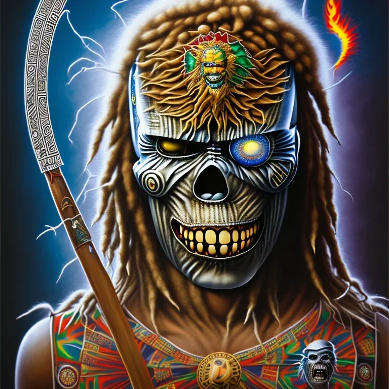  iron maiden Fibonacci Afrique vaudou rastafary joint, protection , lance flammes, ange gardien