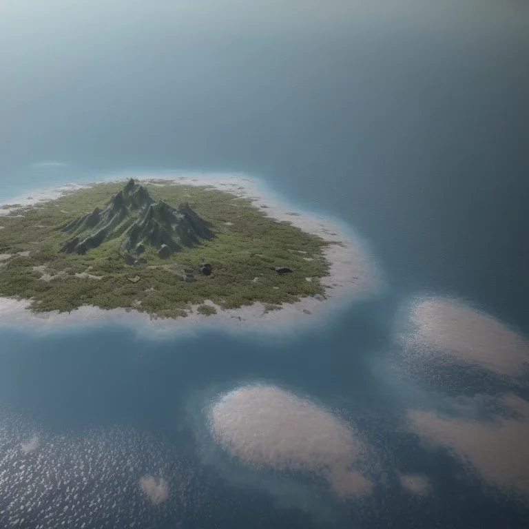 Flat island floating in space