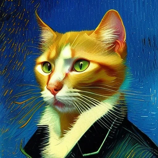 Portrait of a cat by Van Gogh