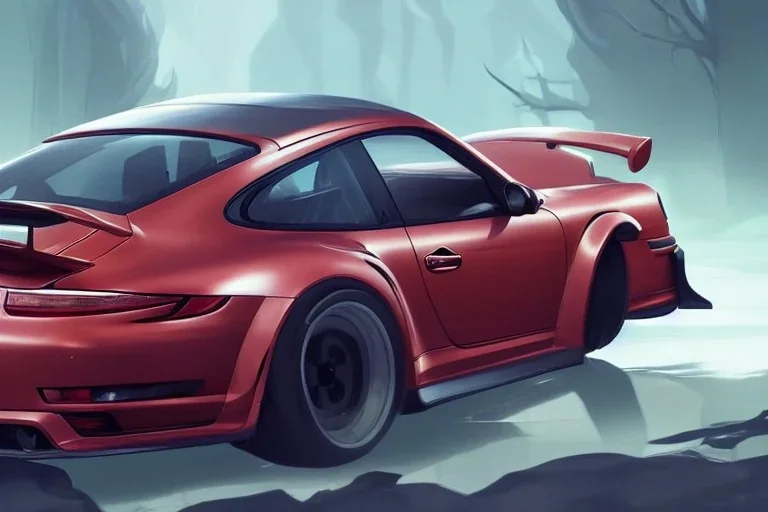 a photo of a beautiful 911 rs, art by lois van baarle and loish and ross tran and rossdraws and sam yang and samdoesarts and artgerm and saruei, digital art, highly detailed, intricate, sharp focus, Trending on Artstation HQ, deviantart, unreal engine 5, 4K UHD image