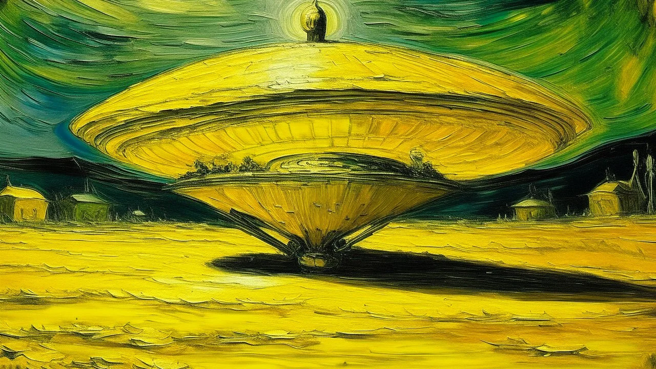 A yellow electrical UFO painted by Vincent van Gogh