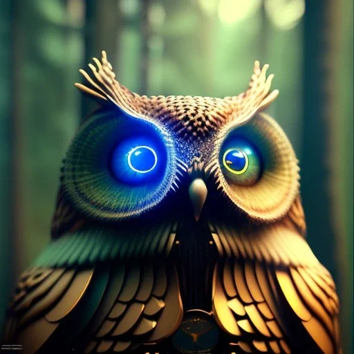 intricate details, realistic, octane, unreal engine, portrait, natural lighting,zoomed out + portrait, volumetric lighting, shiny,extreme detail, Photorealism, High detail, Hyper realistic Owl in forest, macro lens blur,abstract paint, sharp,ef 85mm 5.6, focus, trending by artstation